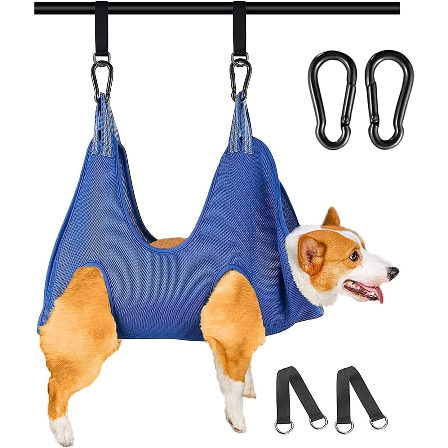 Pet Grooming Hammock for Dogs & Cats Pet Grooming Hammock Pet Grooming Sling Dog Grooming Harness Restraint Bag Helper Pet Nail Clip Bag for Grooming Nail Cutting (M (10-12) inch Blue)