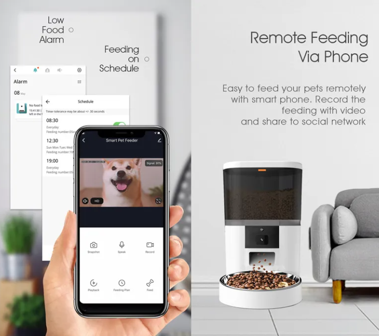 Automatic Wifi Phone Controlled Dog and Cat Pet Feeder