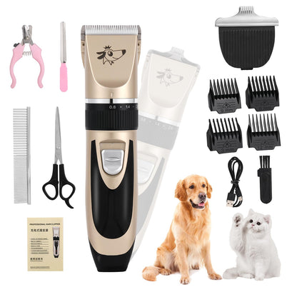 Dog Clippers Grooming Kit Dog Shaver Clippers Hair and Paw Electric Cleaning Hair Clippers Set for Dogs Cats Rabbit (Gold Scissor Set+Foot Shaving Blade)